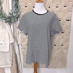 H&M Black and White Striped oversized Short Sleeve Tee size L